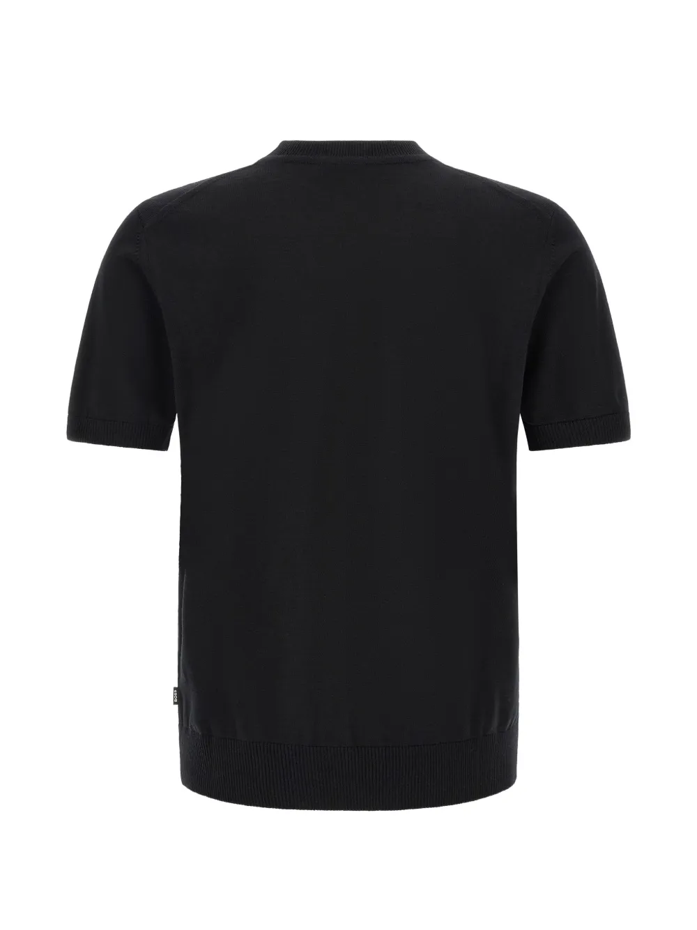 BOSS Gebreid T-shirt van merinowol met korte mouwen Zwart