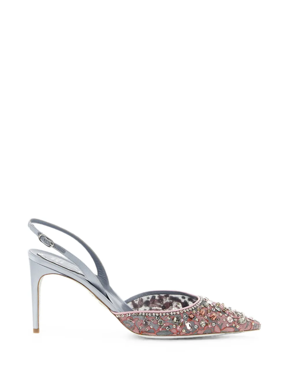 René Caovilla Cinderella crystal-embellished slingback pumps Roze
