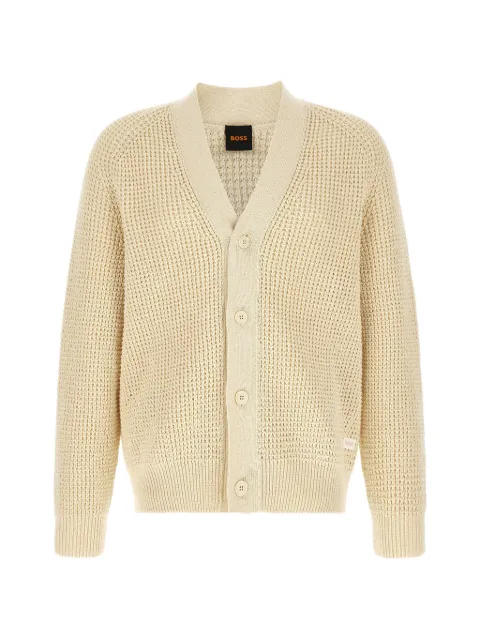 BOSS honeycomb-knit V-neck cardigan