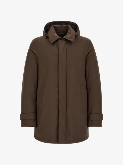 Herno detachable-hood matte-finish parka