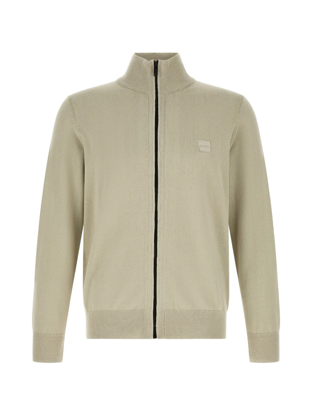 BOSS logo-patch zip-up cardigan - Nude