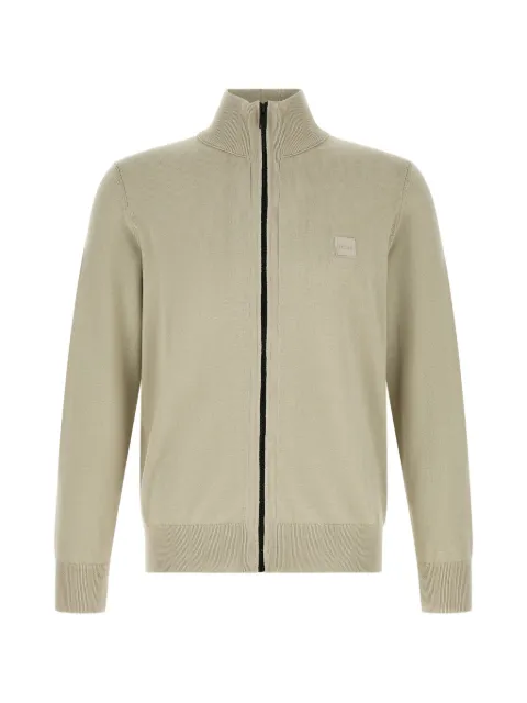 BOSS logo-patch zip-up cardigan
