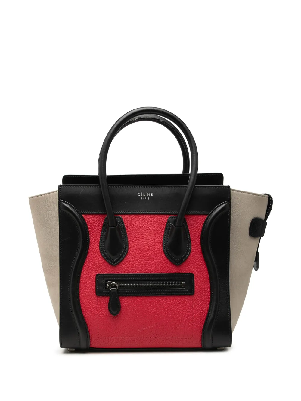 Celine Pre-Owned 2017 Micro Tricolor Leather Luggage tote bag - Black