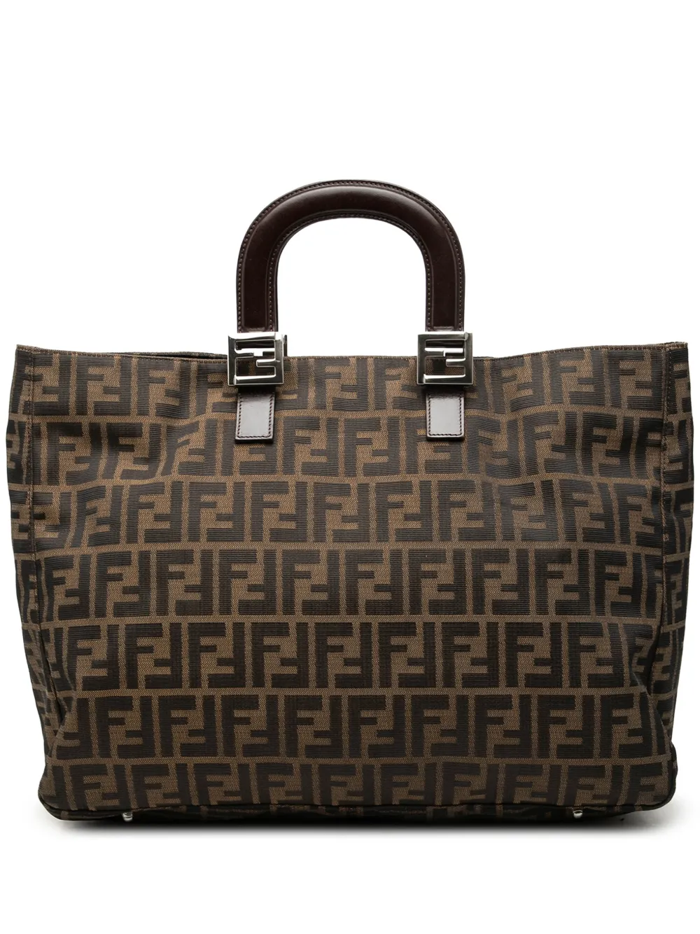 Pre-owned Fendi 20th Century Large Zucca Canvas Twins Tote Bag In Brown