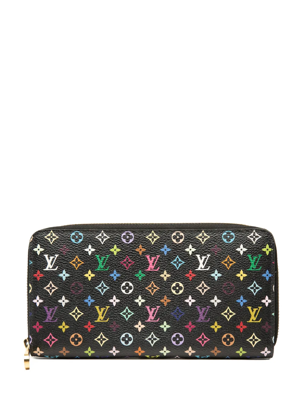 Pre-owned Louis Vuitton 2012 Monogram Multicolore Zippy Wallet Long Wallets In Black