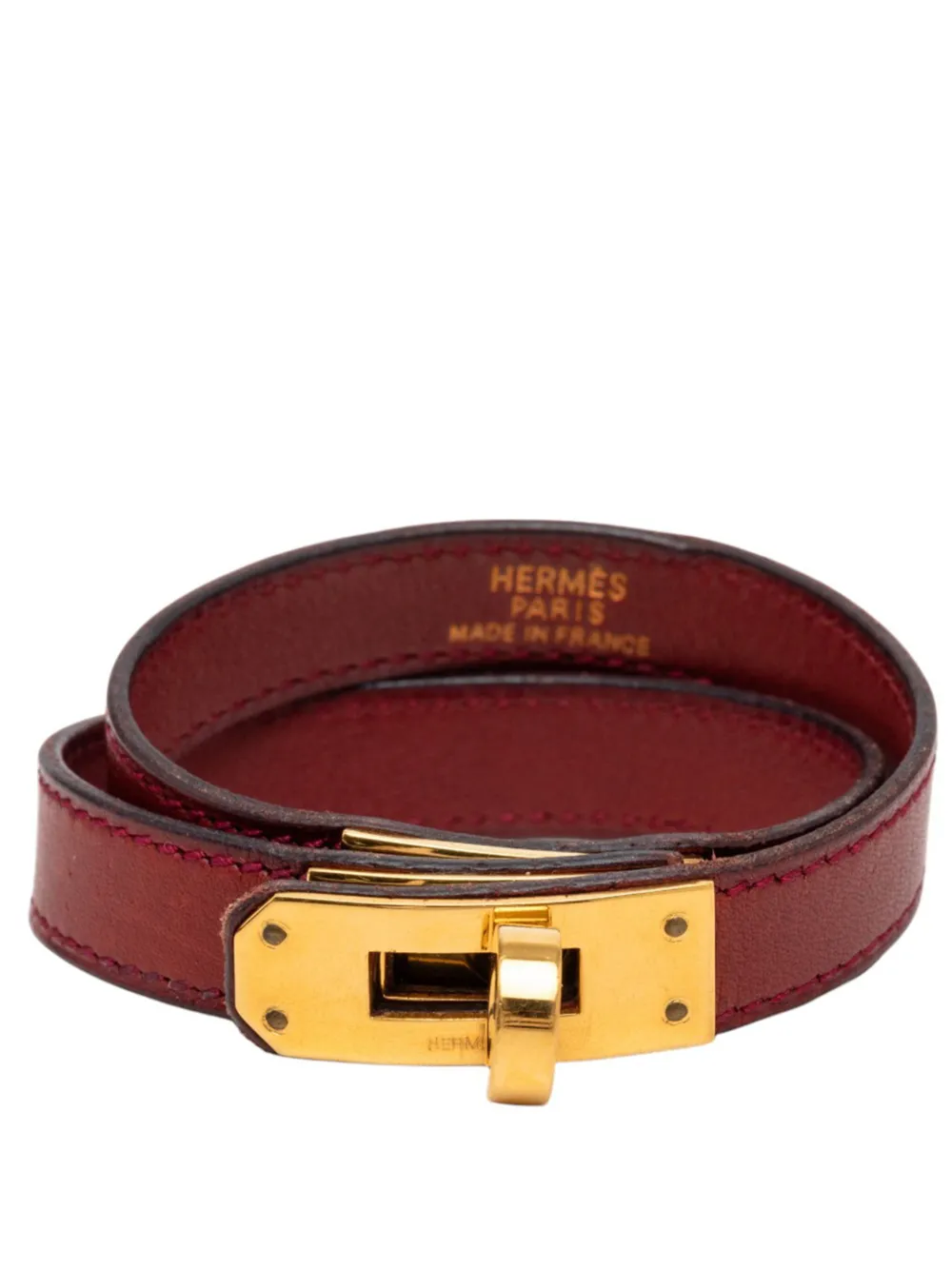 Pre-owned Hermes 2002 Swift Kelly Double Tour Bracelet Costume Bracelet In Red