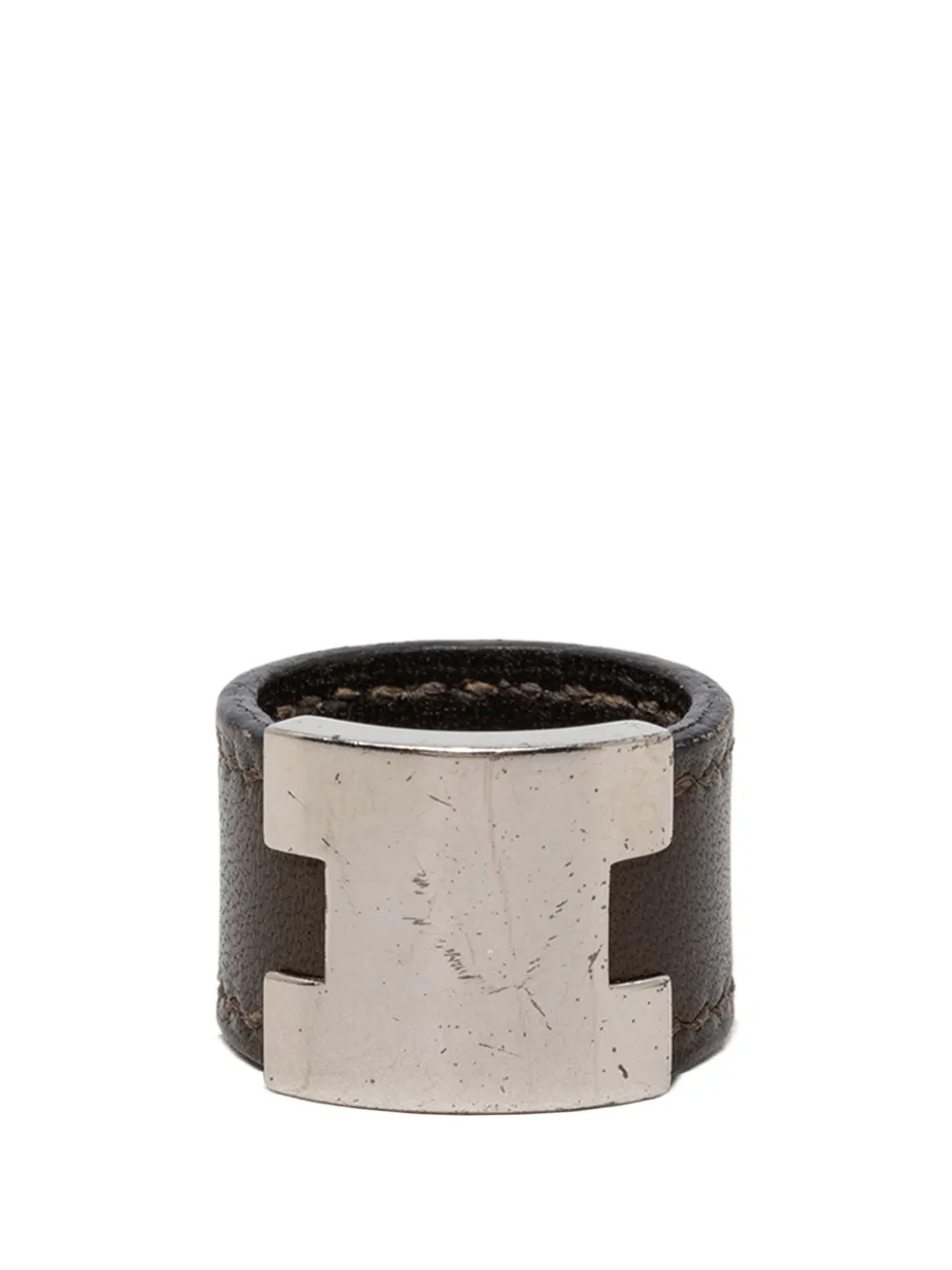 Pre-owned Hermes 2000-2026 Swift And Palladium Plated Lurie Ring Costume Ring In Brown