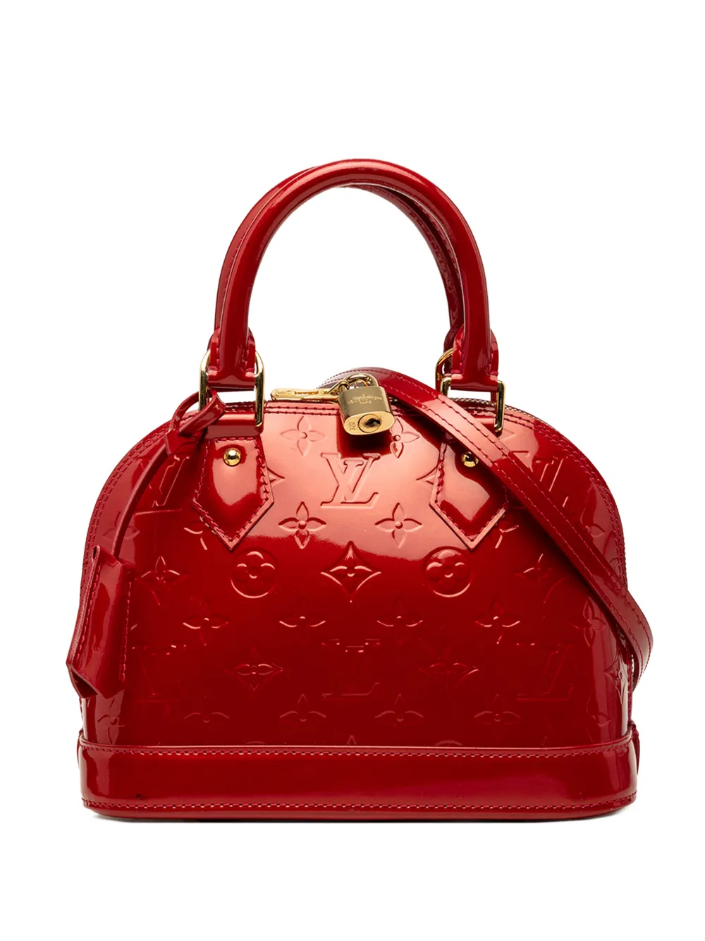 Pre-owned Louis Vuitton 2000-2020 Monogram Vernis Alma Bb Satchel In Red