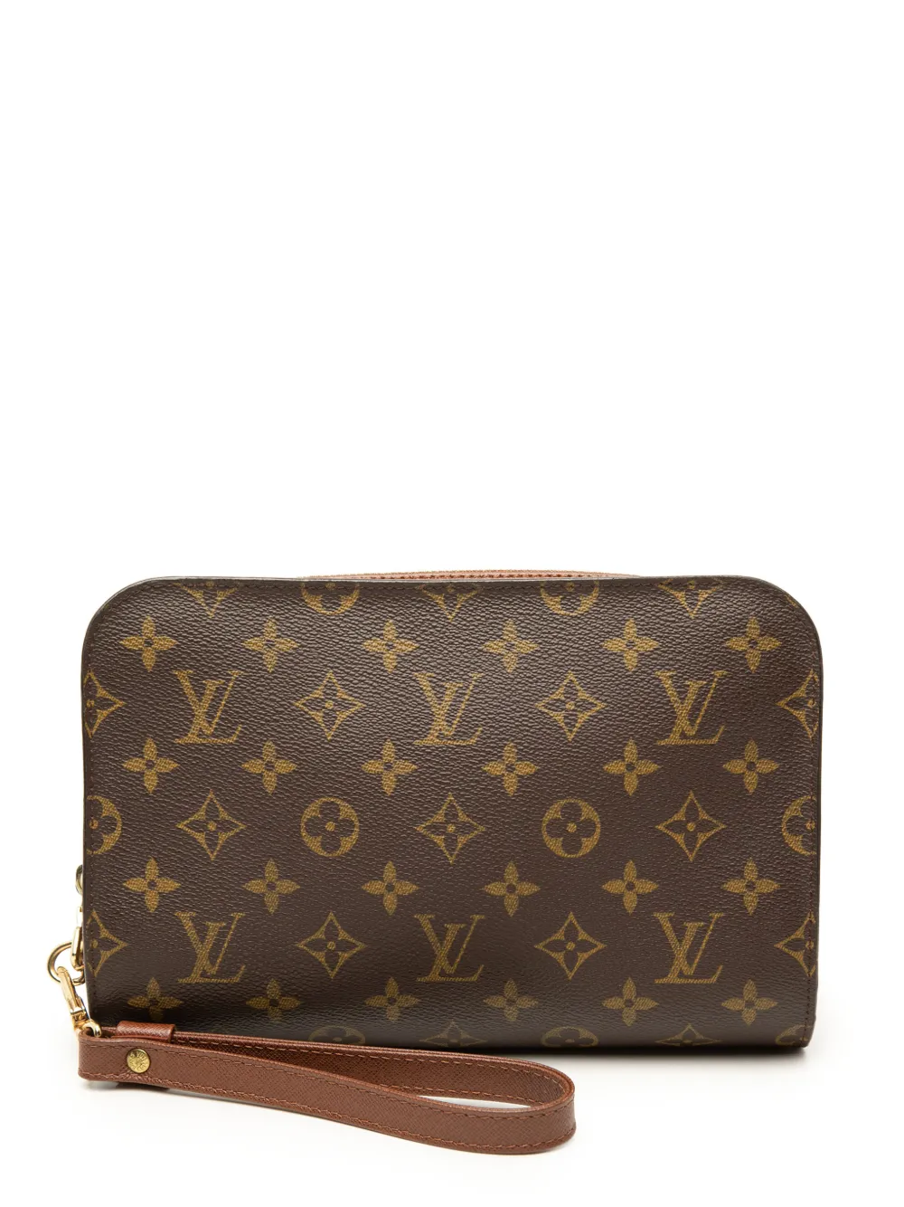 Pre-owned Louis Vuitton 2002 Monogram Orsay Clutch Bag In Brown