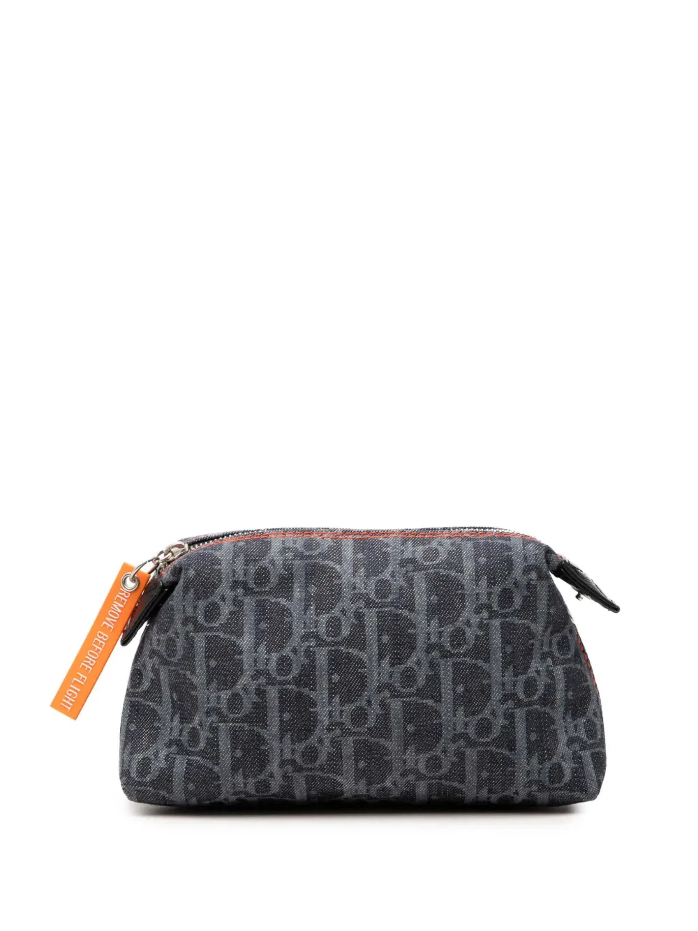 Pre-owned Dior 2006 Oblique Denim Flight Cosmetic Pouch In Blue