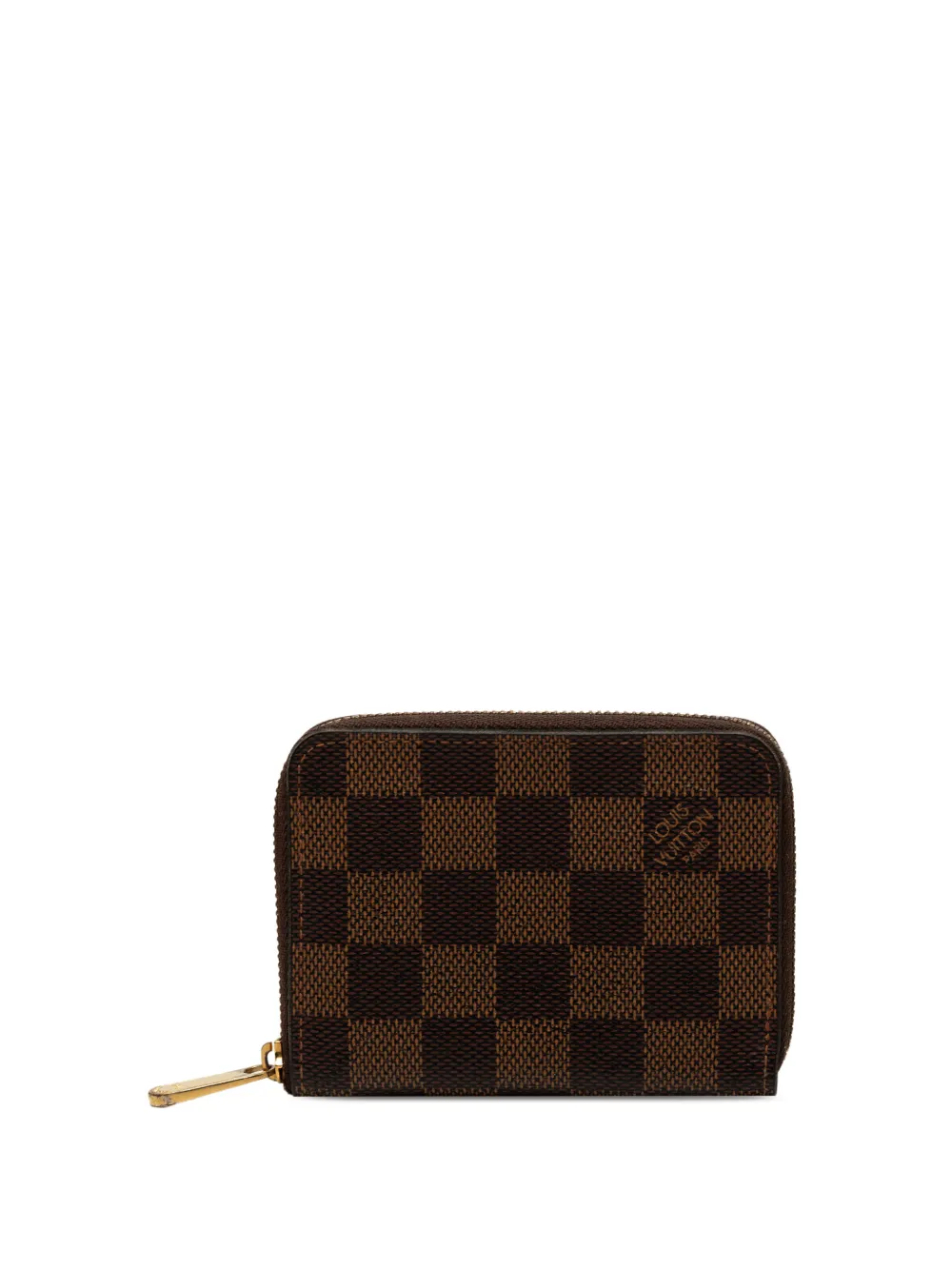 Pre-owned Louis Vuitton 2021-2026 Damier Ebene Zippy Purse Coin Pouch In Brown