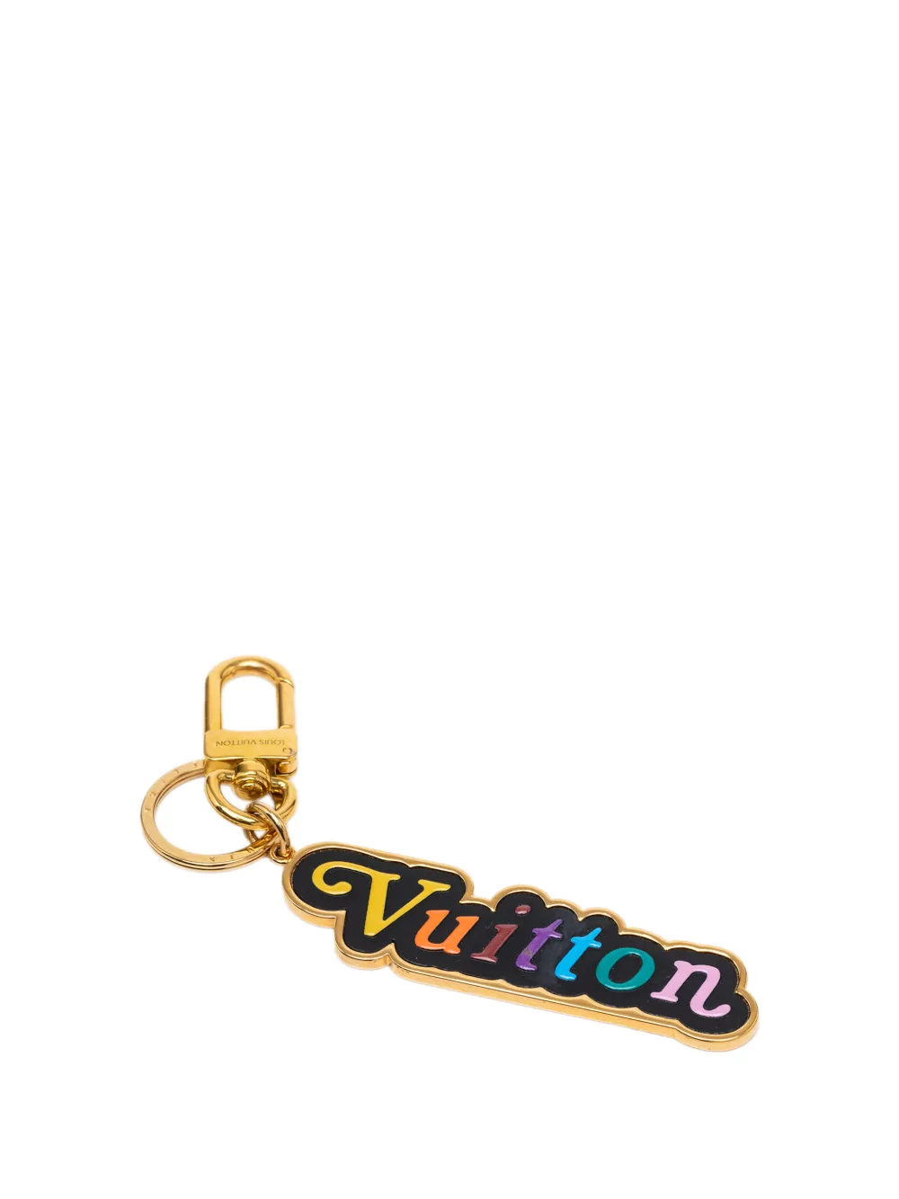 Pre-owned Louis Vuitton 2018 Gold Plated Enamel Logo New Wave Bag Charm And Holder Key Chain