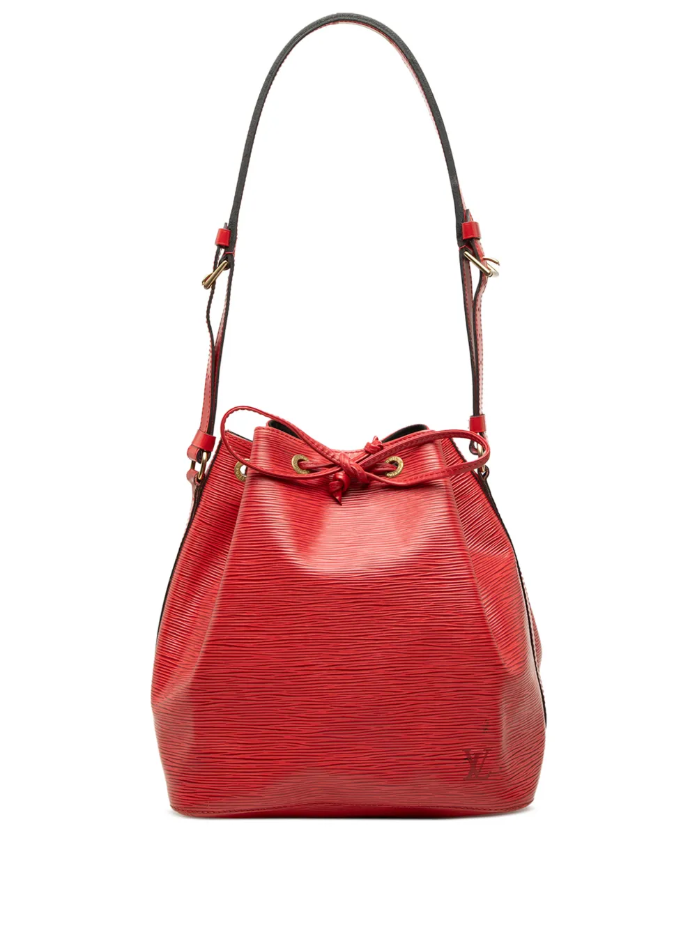 Pre-owned Louis Vuitton 1994 Epi Petit Noe Bucket Bag In Red