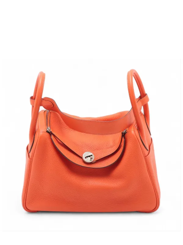 Hermès Pre-owned 2014 Clemence Lindy 30 Satchel in Orange