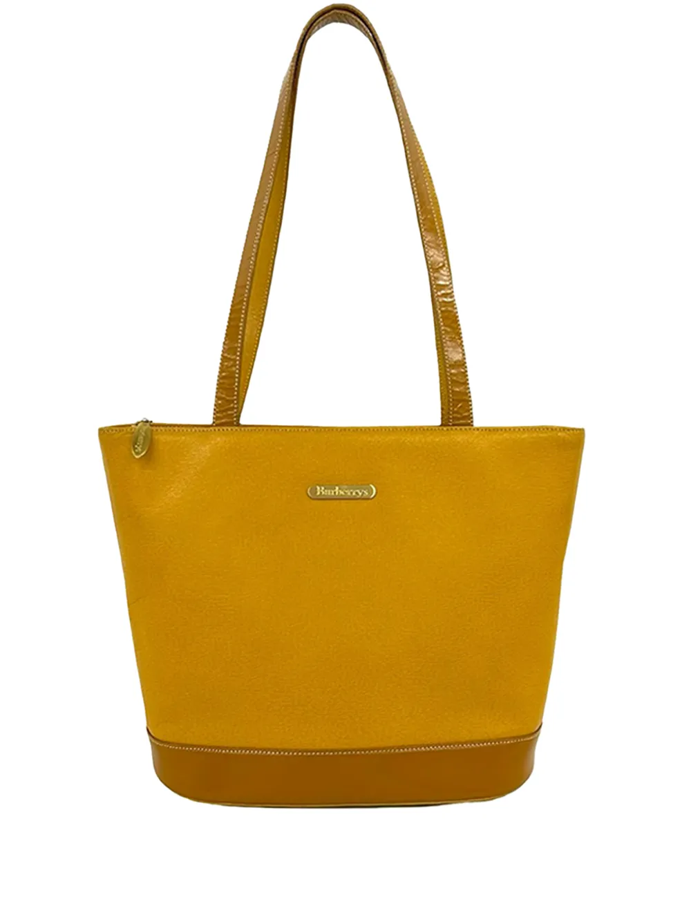 Pre-owned Burberry 20th Century Leather Tote Bag In Yellow