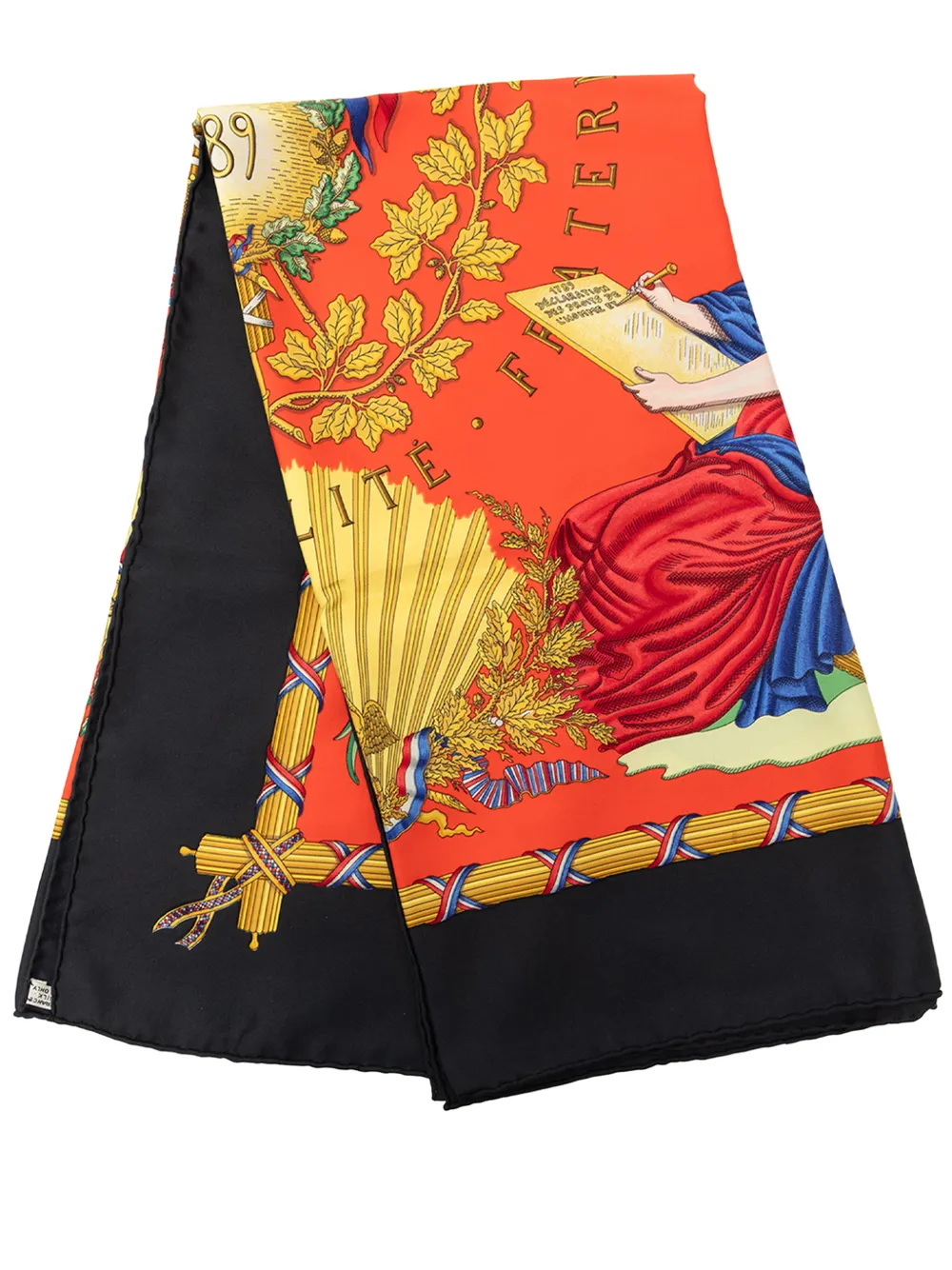 Hermès Pre-Owned 20th Century Republique Francaise Liberte Egalite Fraternite 1789 Silk Scarf 90 scarves - Arancione