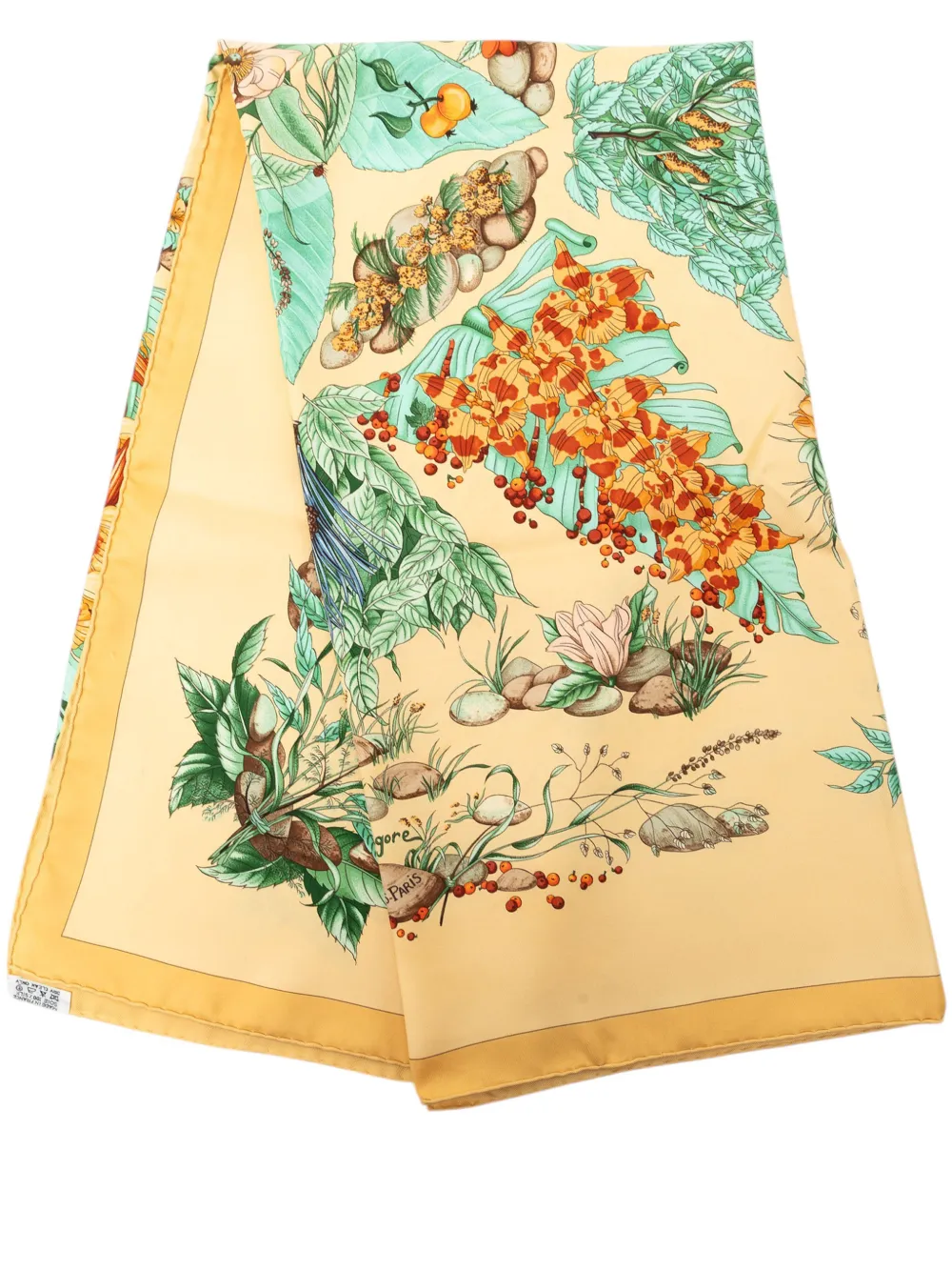 Pre-owned Hermes 1990-2010 Pythagore Silk Scarf 90 Scarves In Yellow