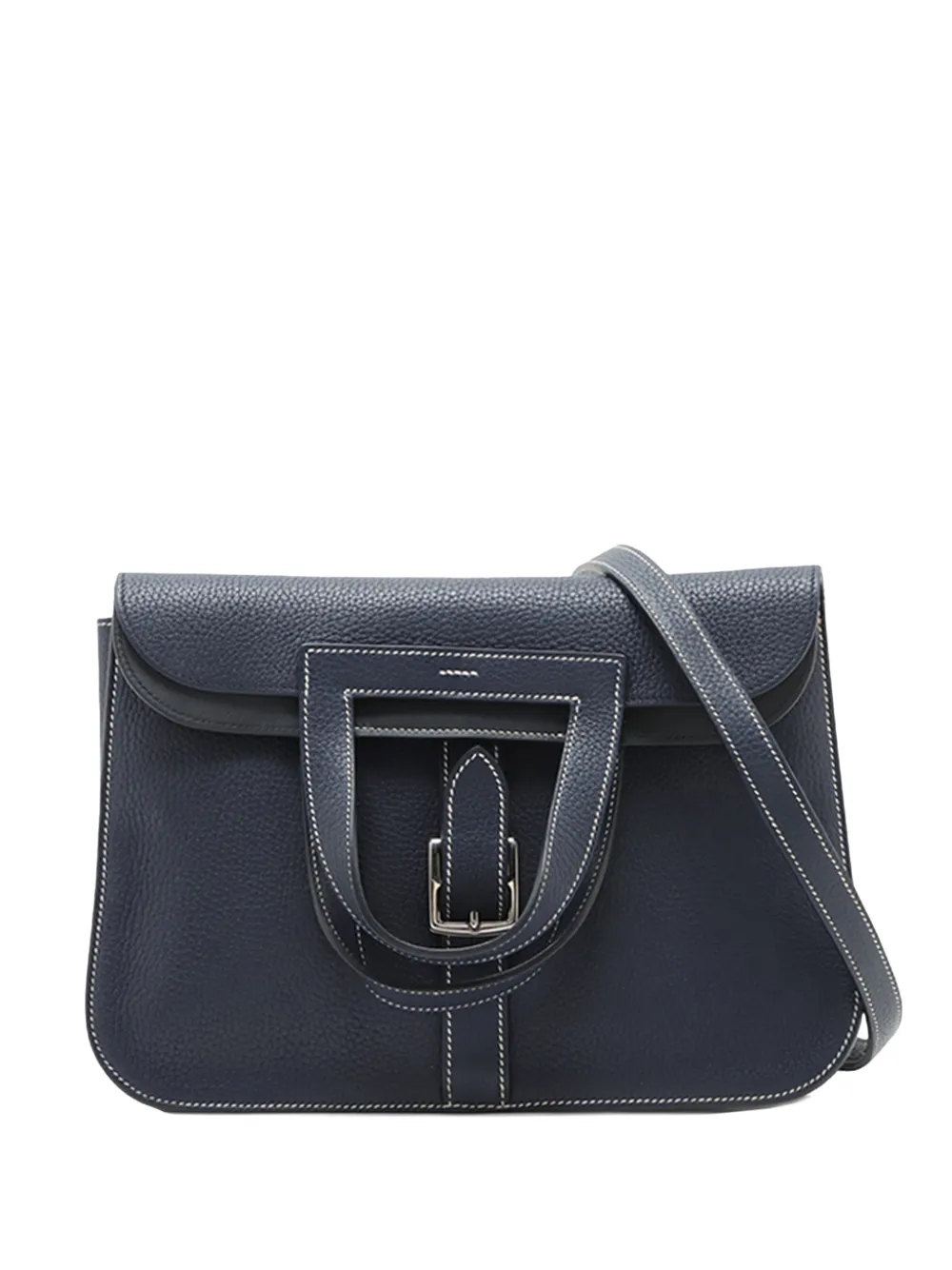 Pre-owned Hermes 2016 Clemence Halzan 31 Satchel In Blue