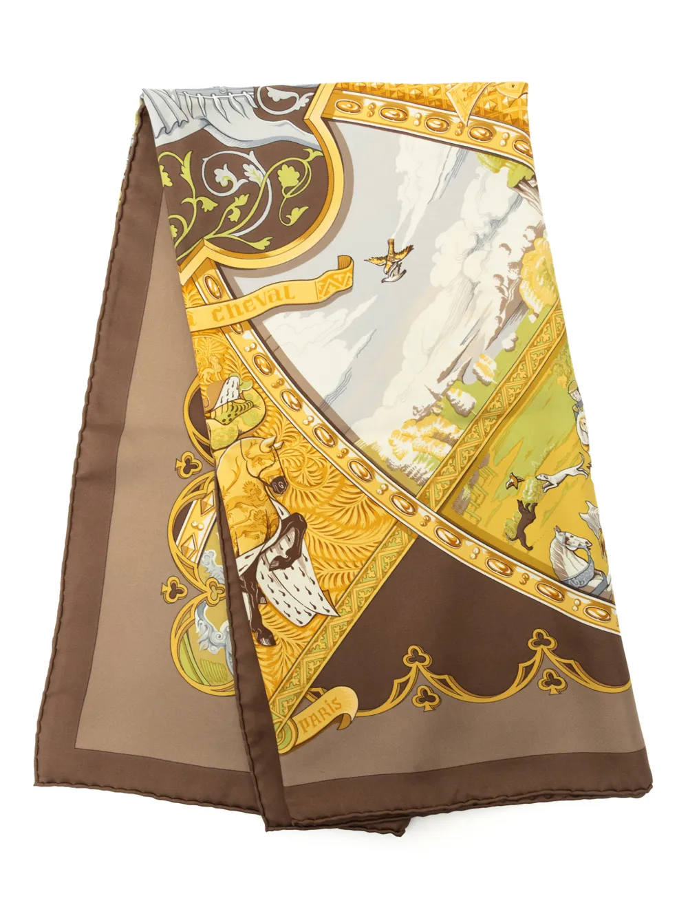 Hermès Pre-Owned 2001-2026 La Vie a Cheval Silk Scarf 90 scarves - Braun