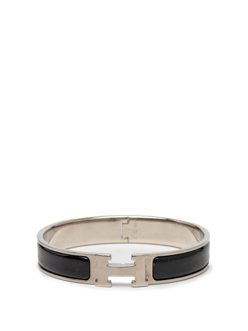 Pre-owned Hermes 2000-2026 Narrow Enamel Clic Clac H Bracelet Pm Costume Bracelet In Black