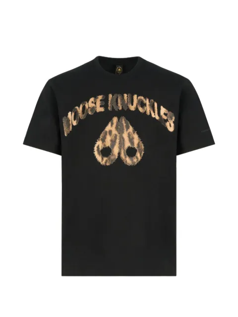 Moose Knuckles logo-print leopard-pattern T-shirt