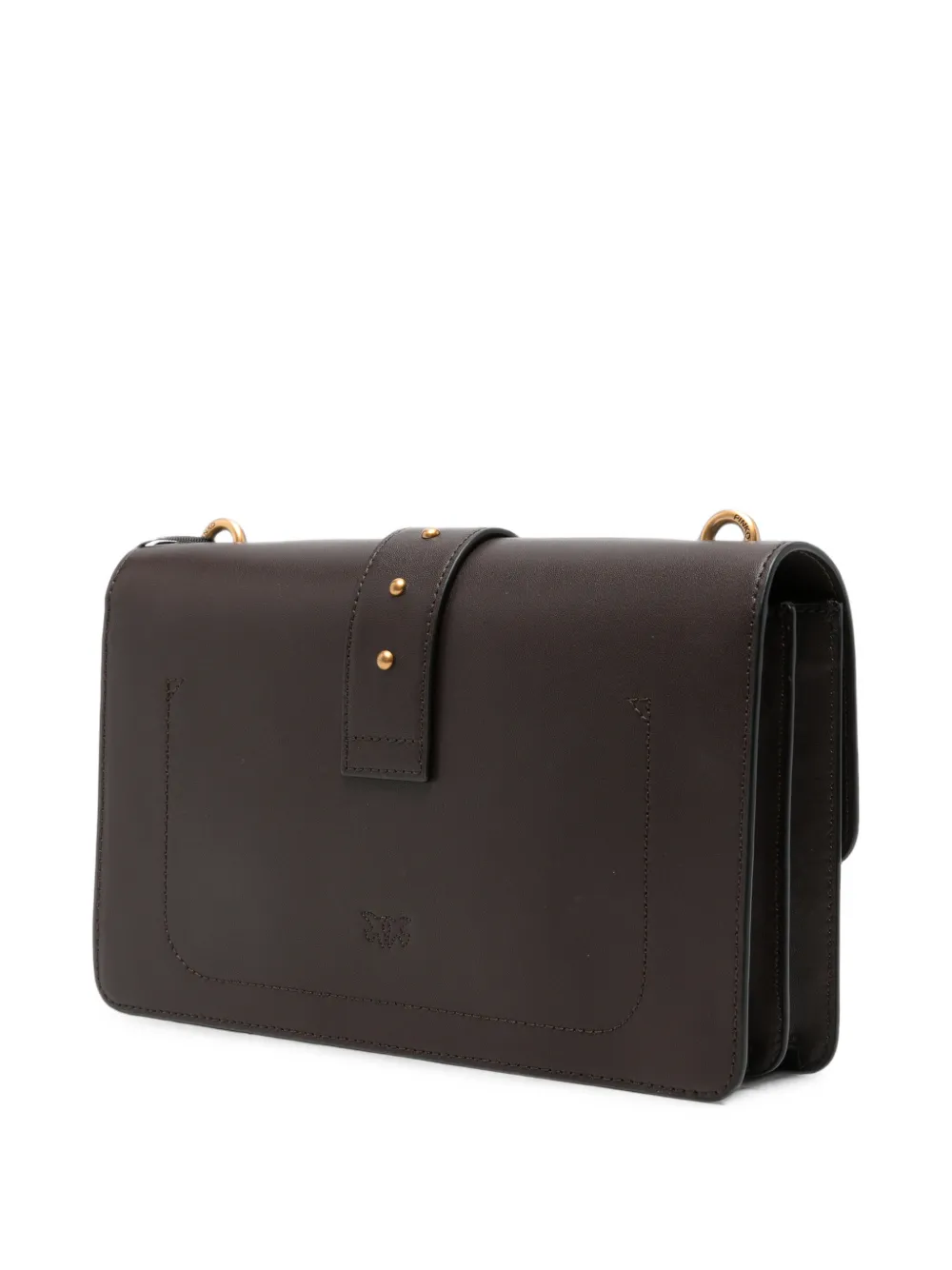 PINKO Love Birds leren crossbodytas Bruin