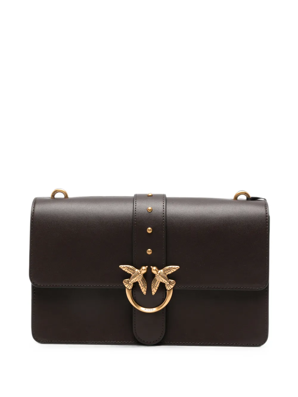 PINKO Love Birds Umhängetasche aus Leder - Braun