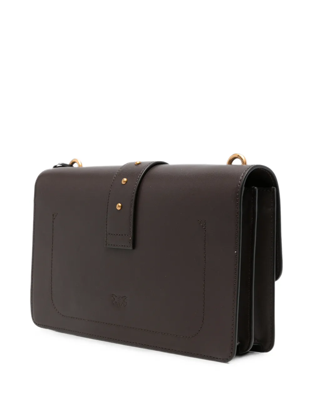 PINKO Love Birds leren crossbodytas Bruin