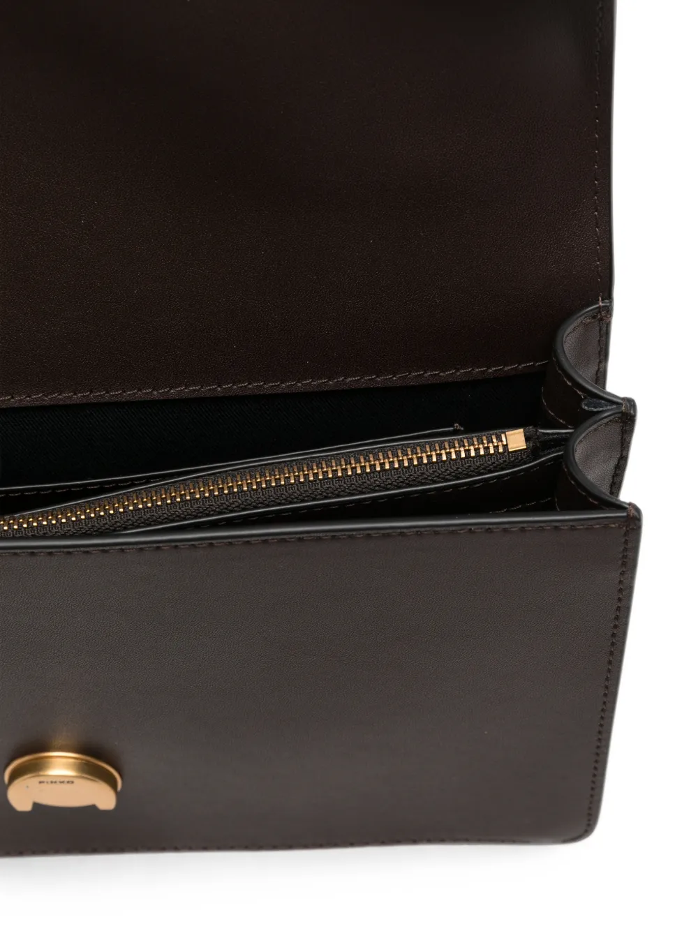 PINKO Love Birds leren crossbodytas Bruin