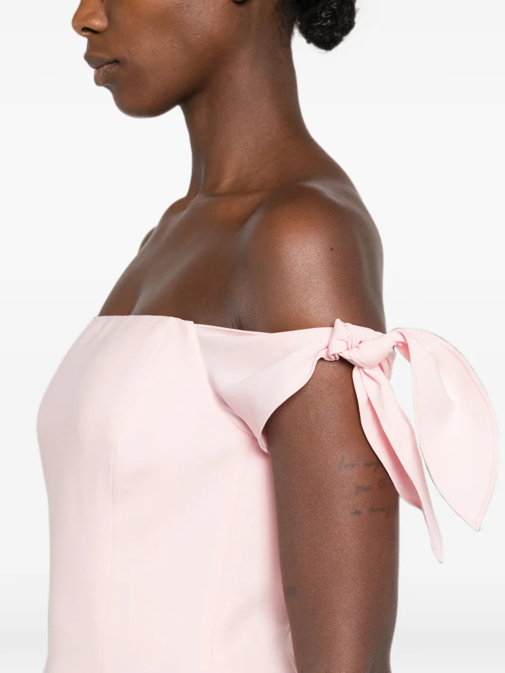 Carolina Herrera off-shoulder bow-detail midi dress Roze