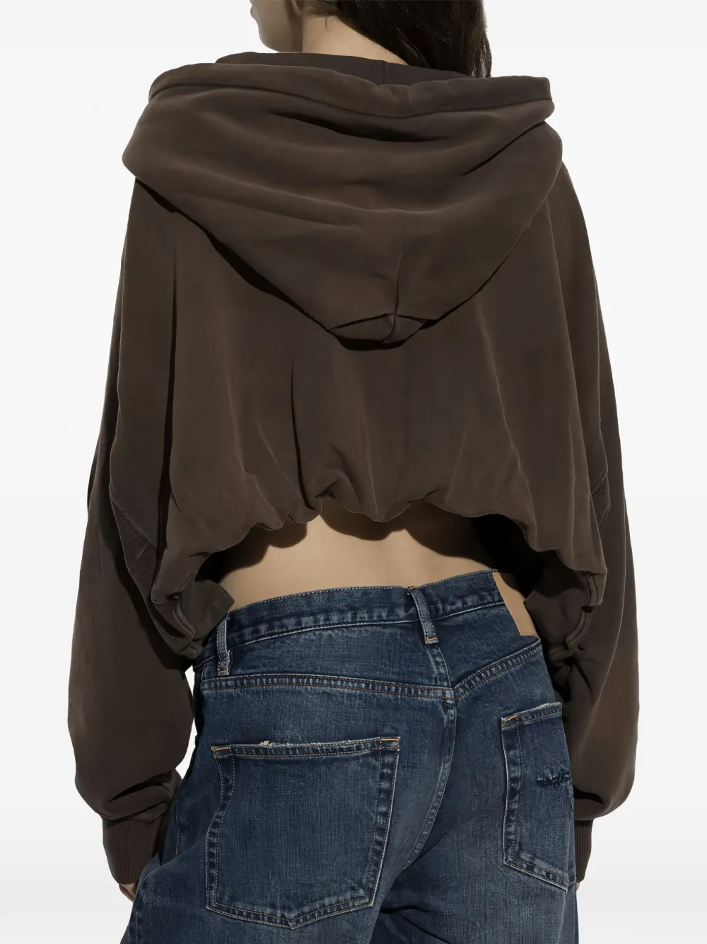 R13 Slogan-print Cropped Hoodie in Green, view 3