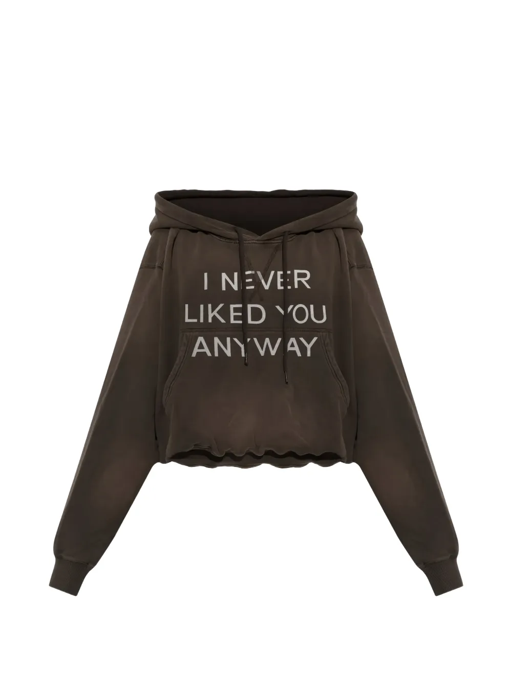 R13 slogan-print cropped hoodie - Grün