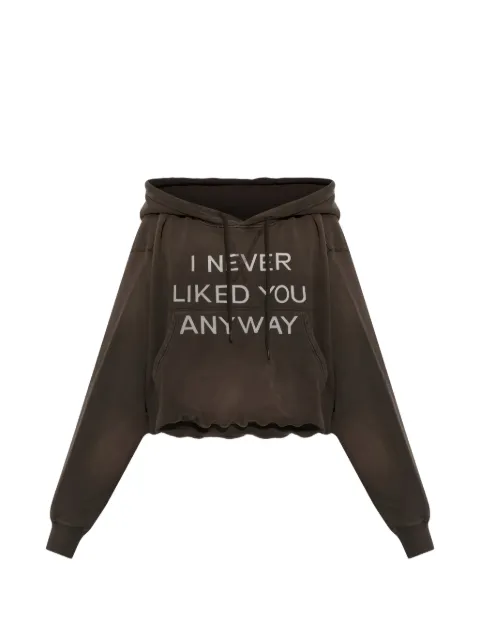 R13 slogan-print cropped hoodie