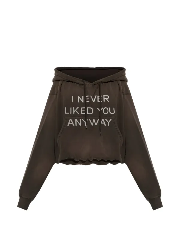 R13 Slogan-print Cropped Hoodie in Green