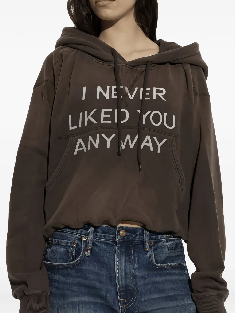 R13 Slogan-print Cropped Hoodie in Green, view 2