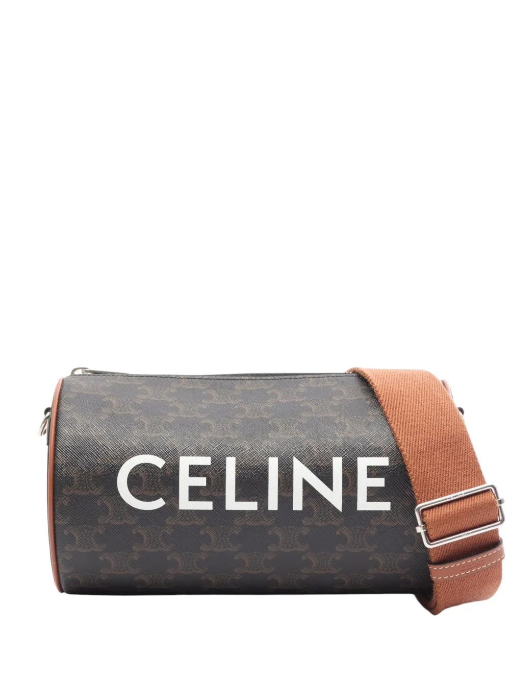 Celine Pre-Owned 2000-2026 Triomphe Coated Canvas Cylinder crossbody bag - Brown