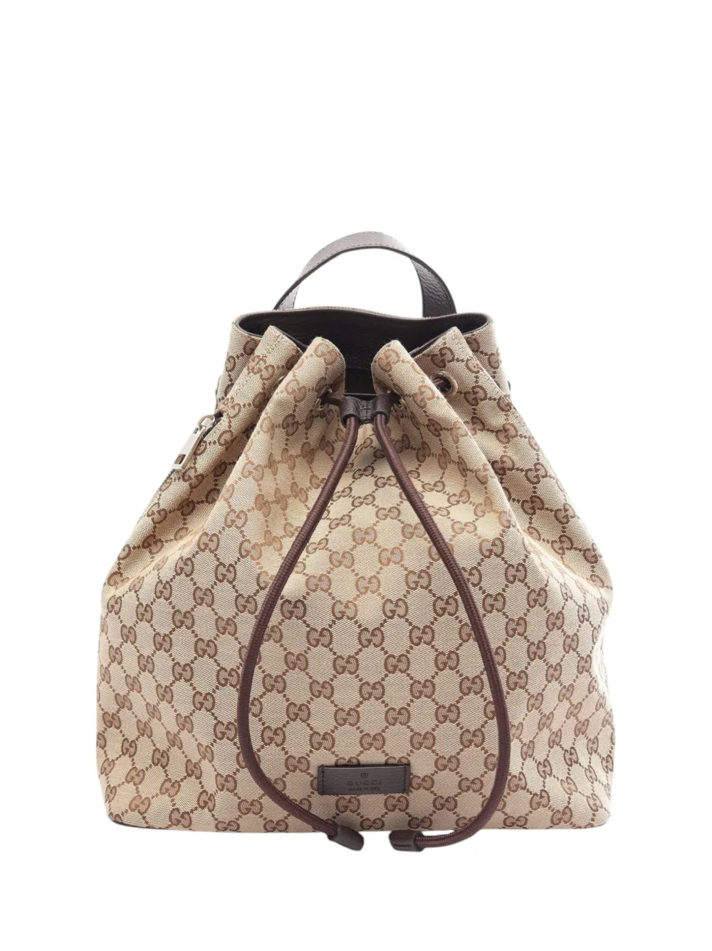 Pre-owned Gucci 2000-2015 Gg Canvas Drawstring Backpack In Neutrals