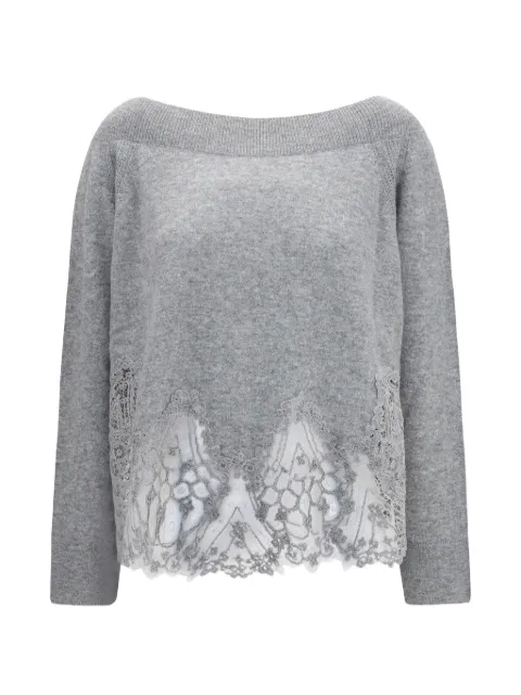 Ermanno Scervino lace-trim boat-neck sweater