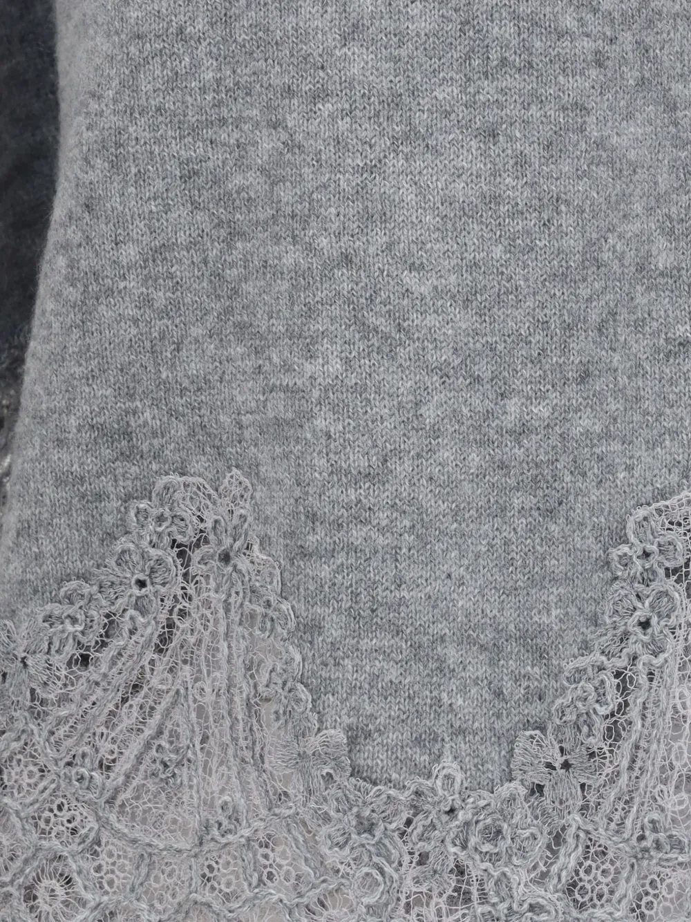 Ermanno Scervino lace-trim boat-neck sweater Grijs