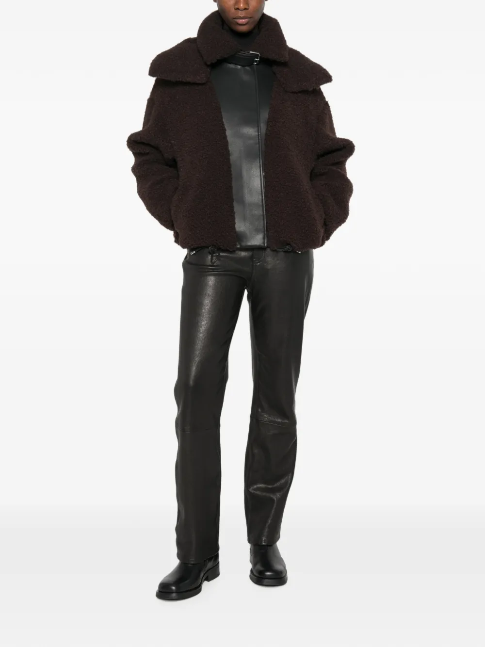 Sportmax Jas met teddy-effect en gespdetail Bruin