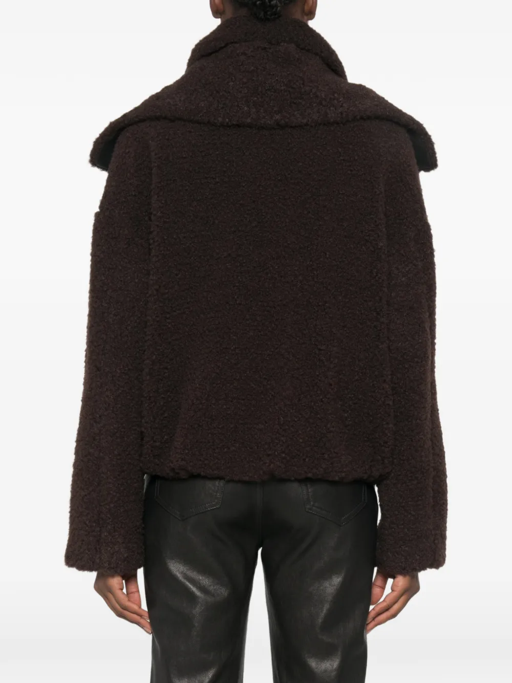 Sportmax Jas met teddy-effect en gespdetail Bruin