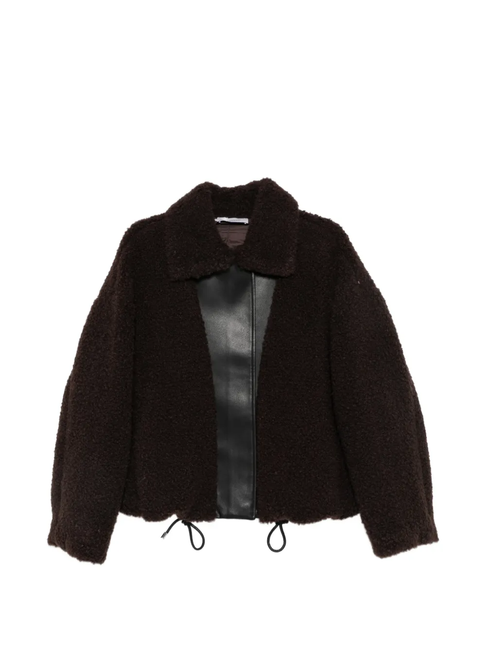 Sportmax faux-shearling buckled-collar jacket - Braun