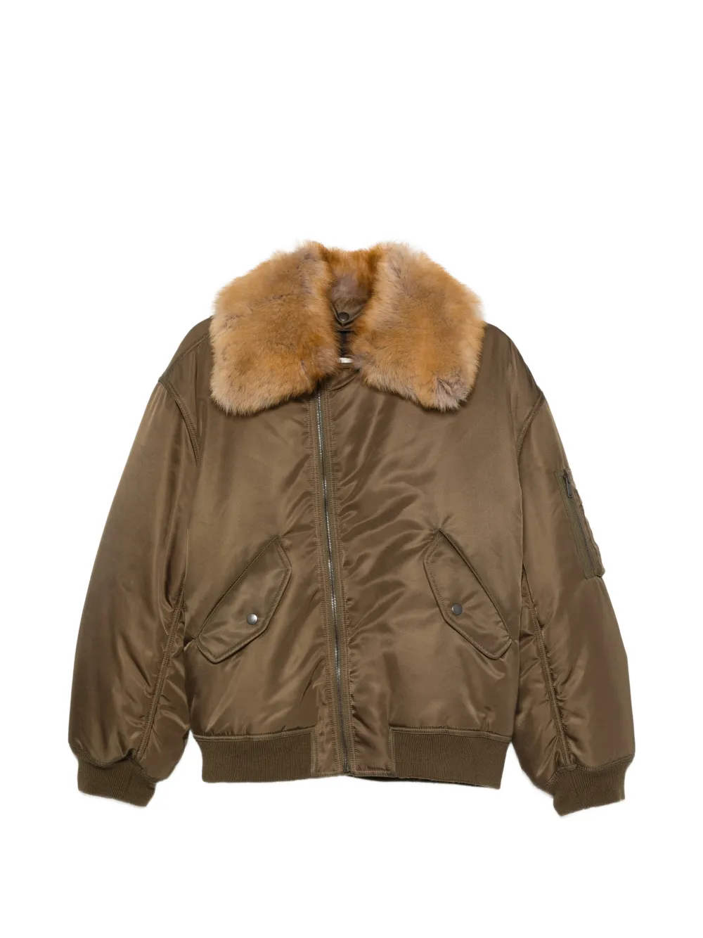 Saint Laurent fur-collar puffer jacket - Grün