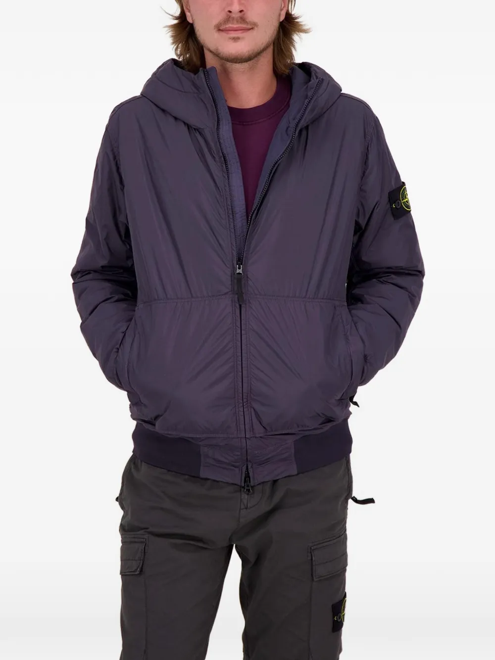 Stone Island Crinkle Reps jack met capuchon Blauw
