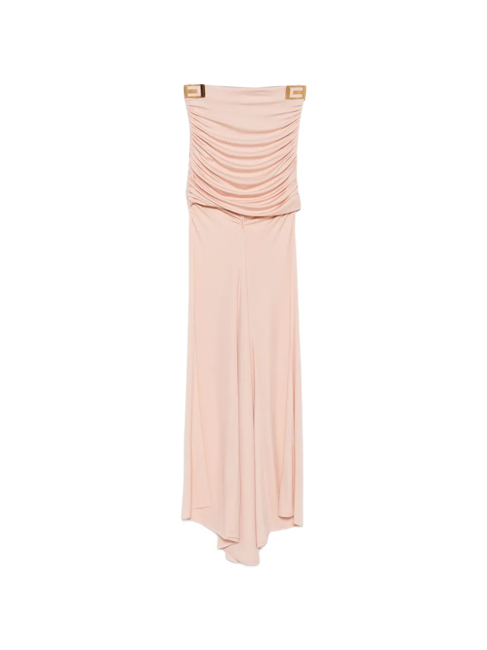 Elisabetta Franchi ruched logo-plaque asymmetric skirt - Nude