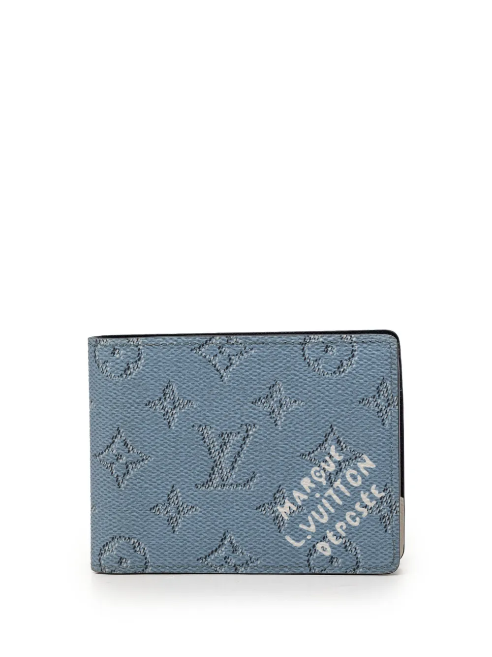 Pre-owned Louis Vuitton 2000-2026 Monogram Heritage Multiple Wallet Small Wallets In Blue