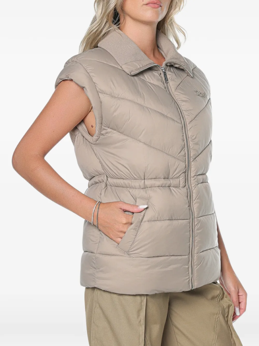 Karl Lagerfeld quilted drawstring-waist gilet Beige