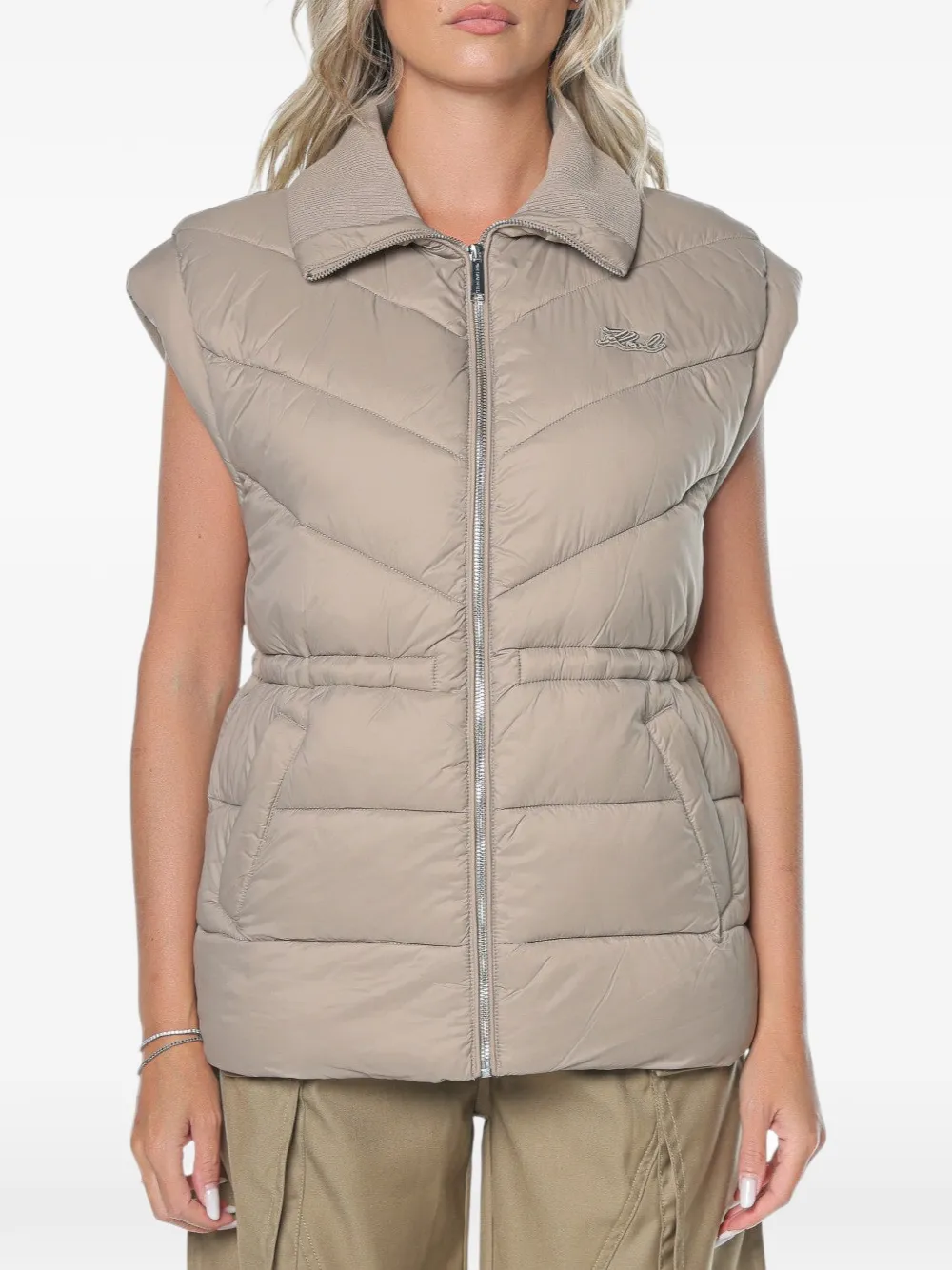 Karl Lagerfeld quilted drawstring-waist gilet - Neutrals