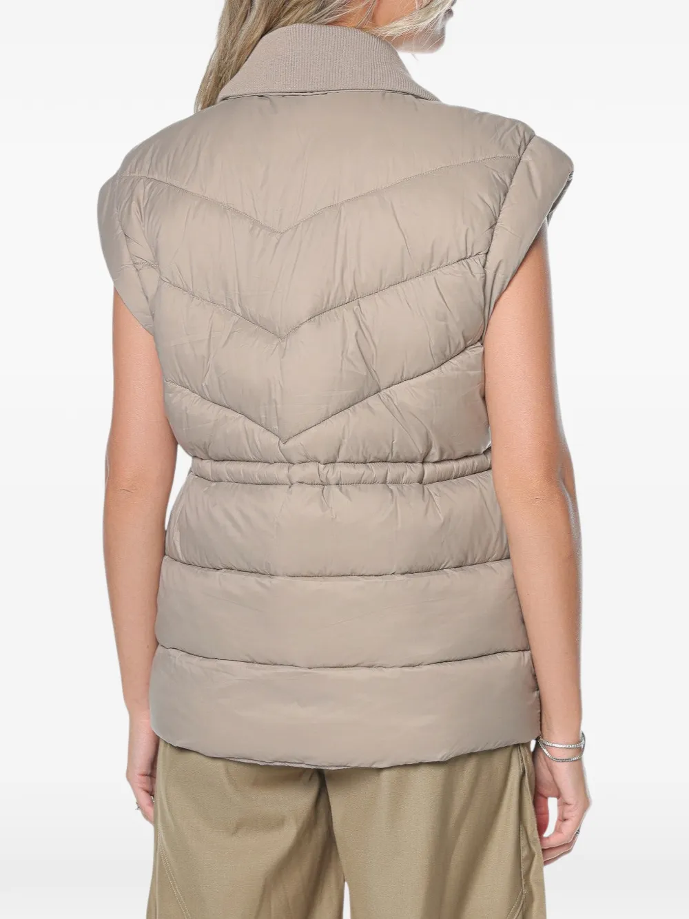 Karl Lagerfeld quilted drawstring-waist gilet Beige