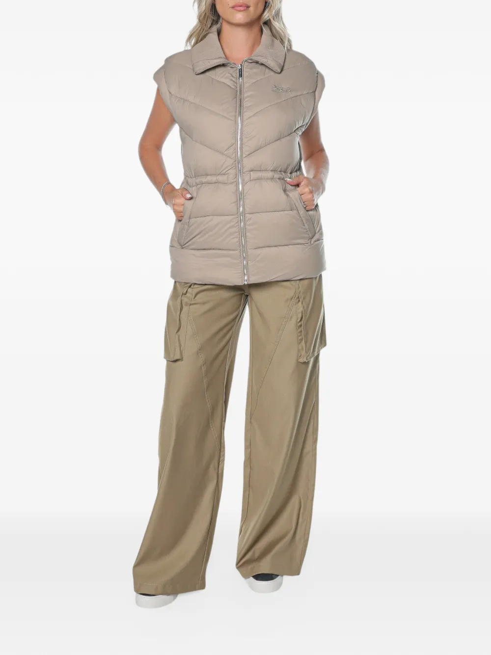 Karl Lagerfeld quilted drawstring-waist gilet Beige